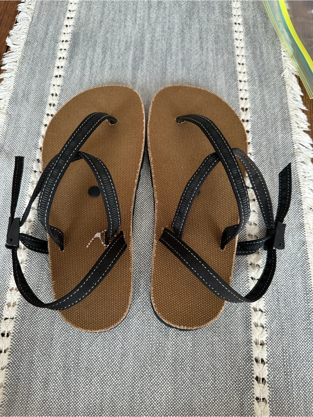 Brown Footbed Sandals with Black Straps - Men's Casual Comfort